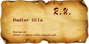 Radler Ulla névjegykártya